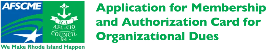 Application for Membership and Authorization Card for Organizational Dues